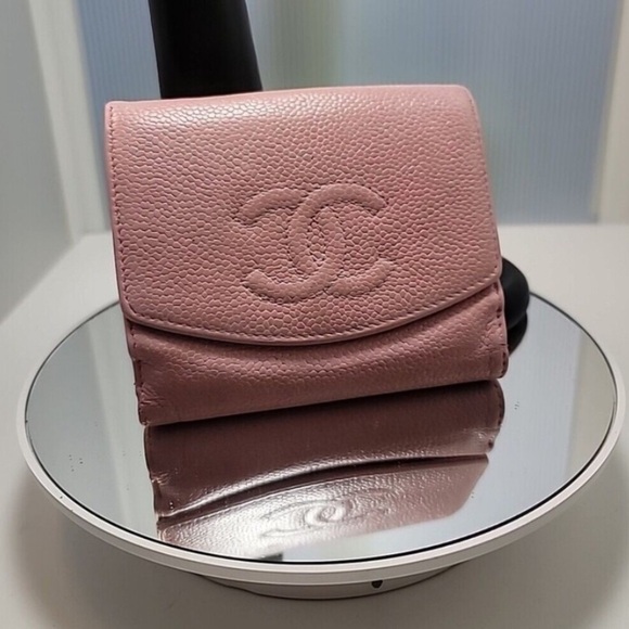 CHANEL Mark Caviar Skin PINK COCO BI-FOLD WALLET - Picture 1 of 16